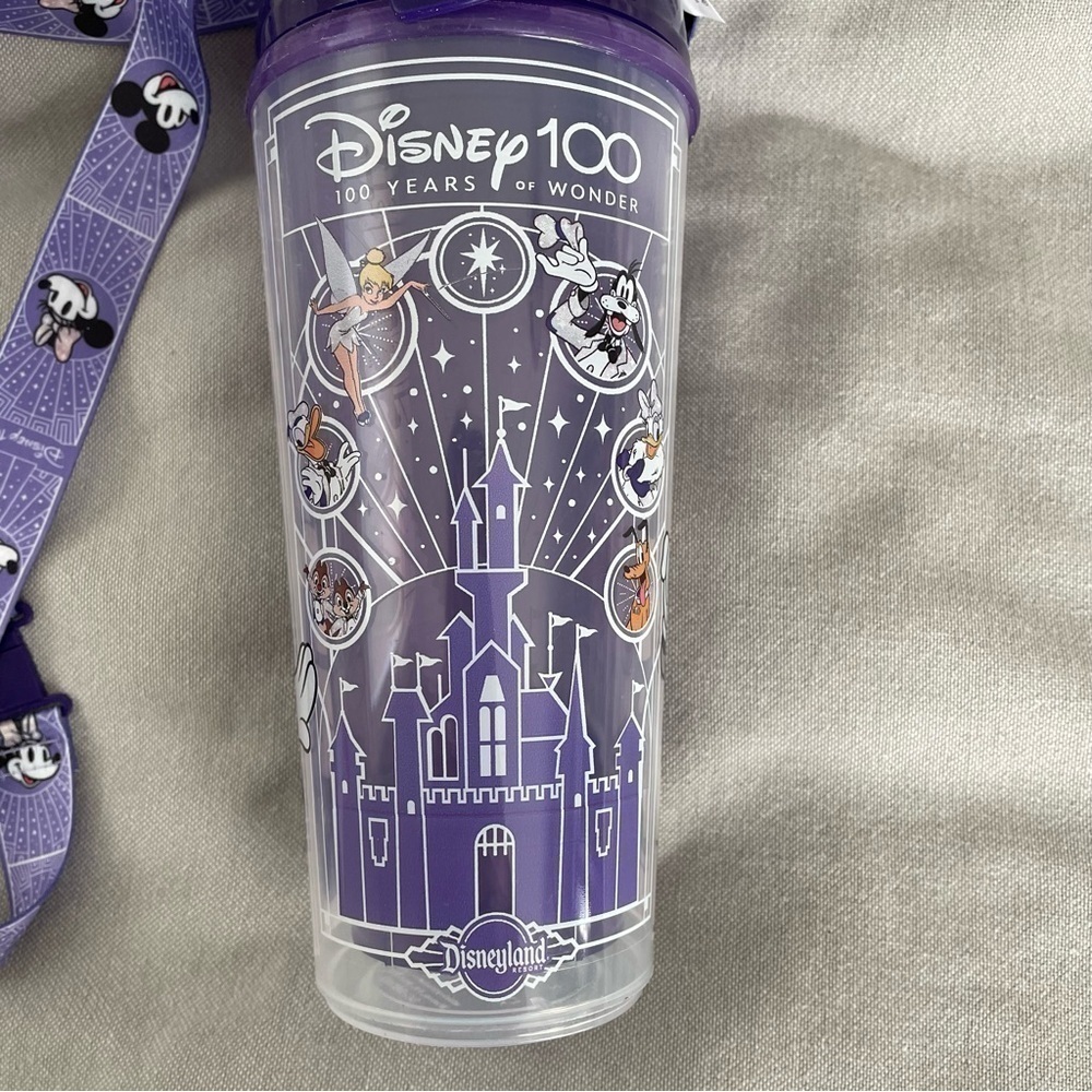 Disneyland 100 Years of Wonder Cup Disney purple Mickey cold cup straw sip - Picture 2 of 6